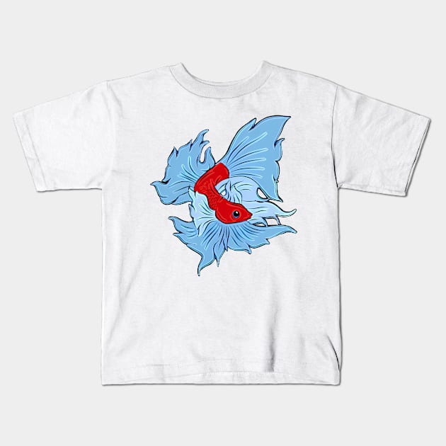 Betta Fish In Red And Blue Kids T-Shirt by PhotoArts